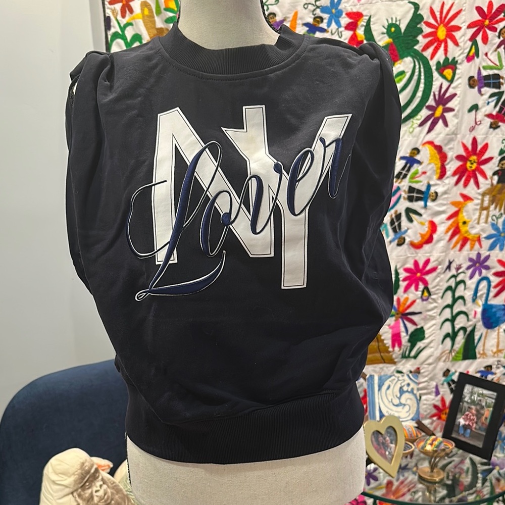 3.1 Phillip Lim Black Sweatshirt with White NY Logo and Navy Script